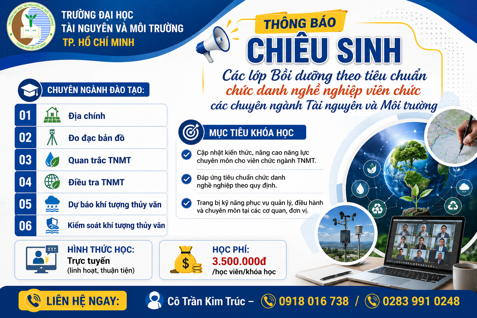 Lớp bồi dưỡng theo tiêu chuẩn chức danh nghề nghiệp viên chức các chuyên ngành tài nguyên và môi trường