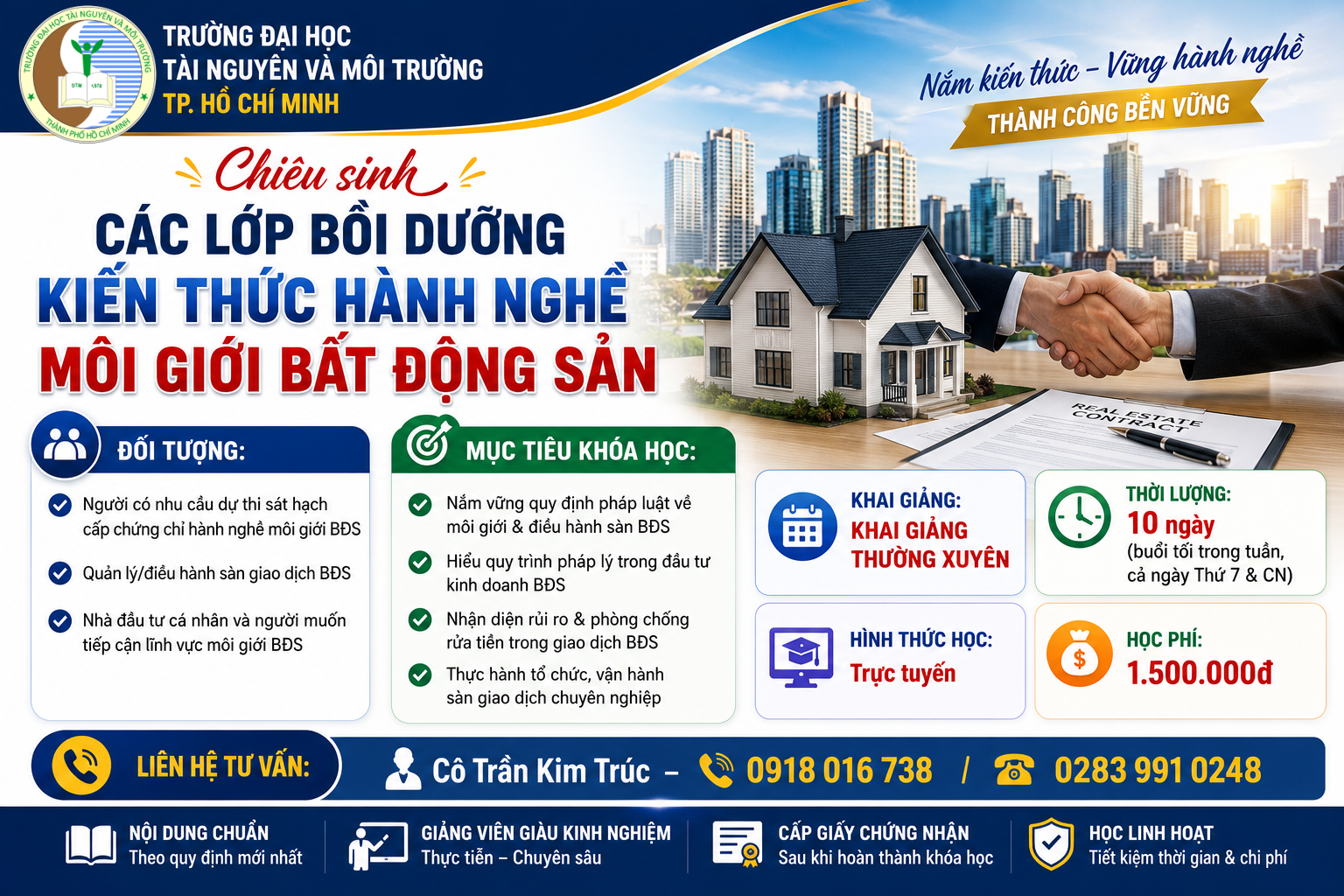 Lớp Khóa đào tạo, bồi dưỡng kiến thức về hành nghề môi giới bất động sản
