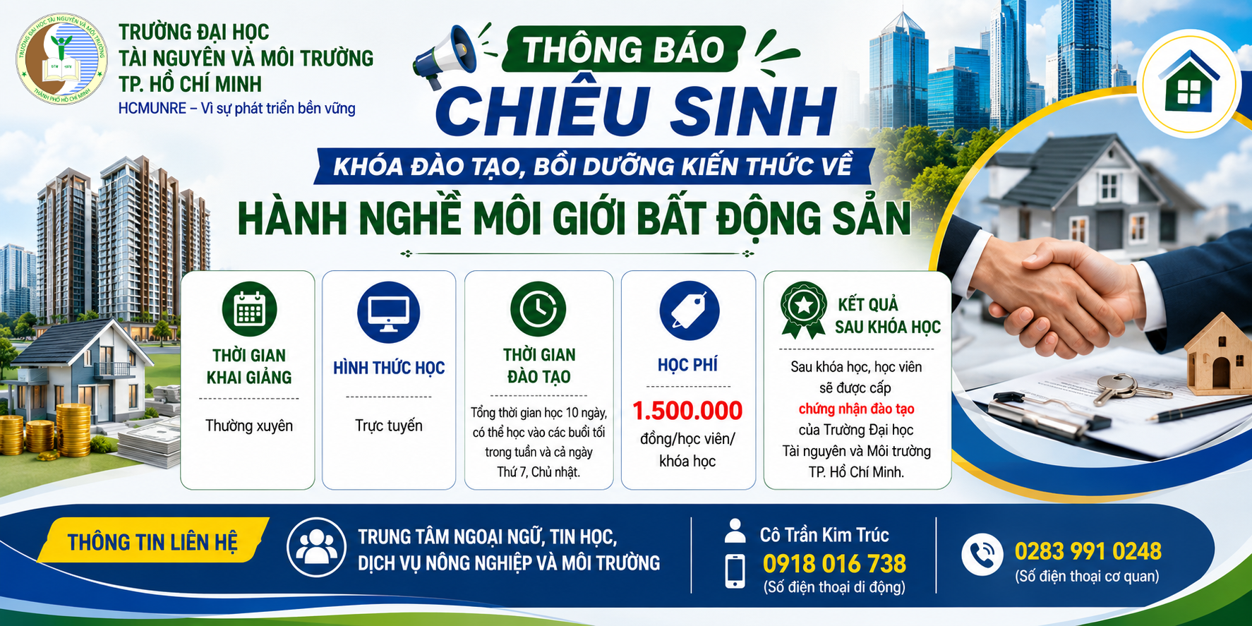 Khóa đào tạo, bồi dưỡng kiến thức về hành nghề môi giới bất động sản
