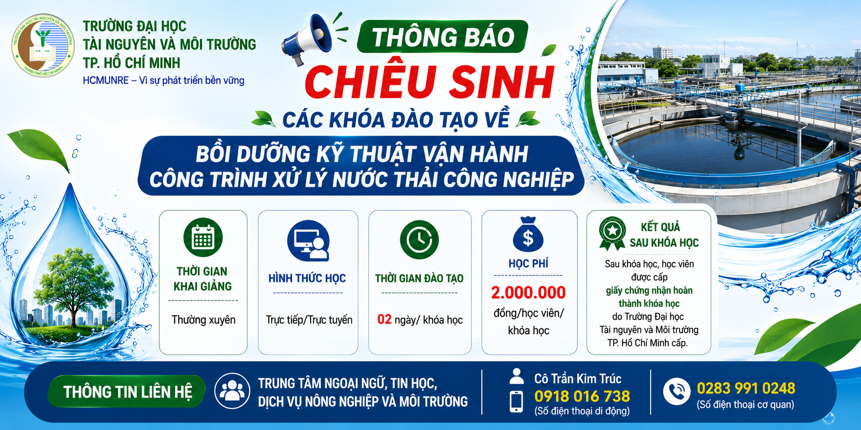 Khoá đào tạo về bồi dưỡng Kỹ thuật vận hành công trình xử lý nước thải công nghiệp