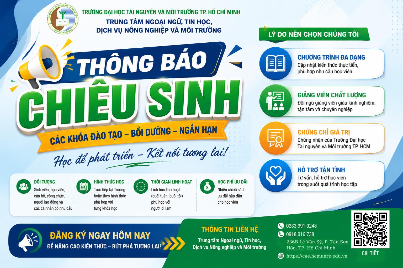Thông báo chiêu sinh các khoá đào tạo chứng chỉ Ứng dụng Công nghệ thông tin cơ bản và TOEIC 450+ Nội bộ