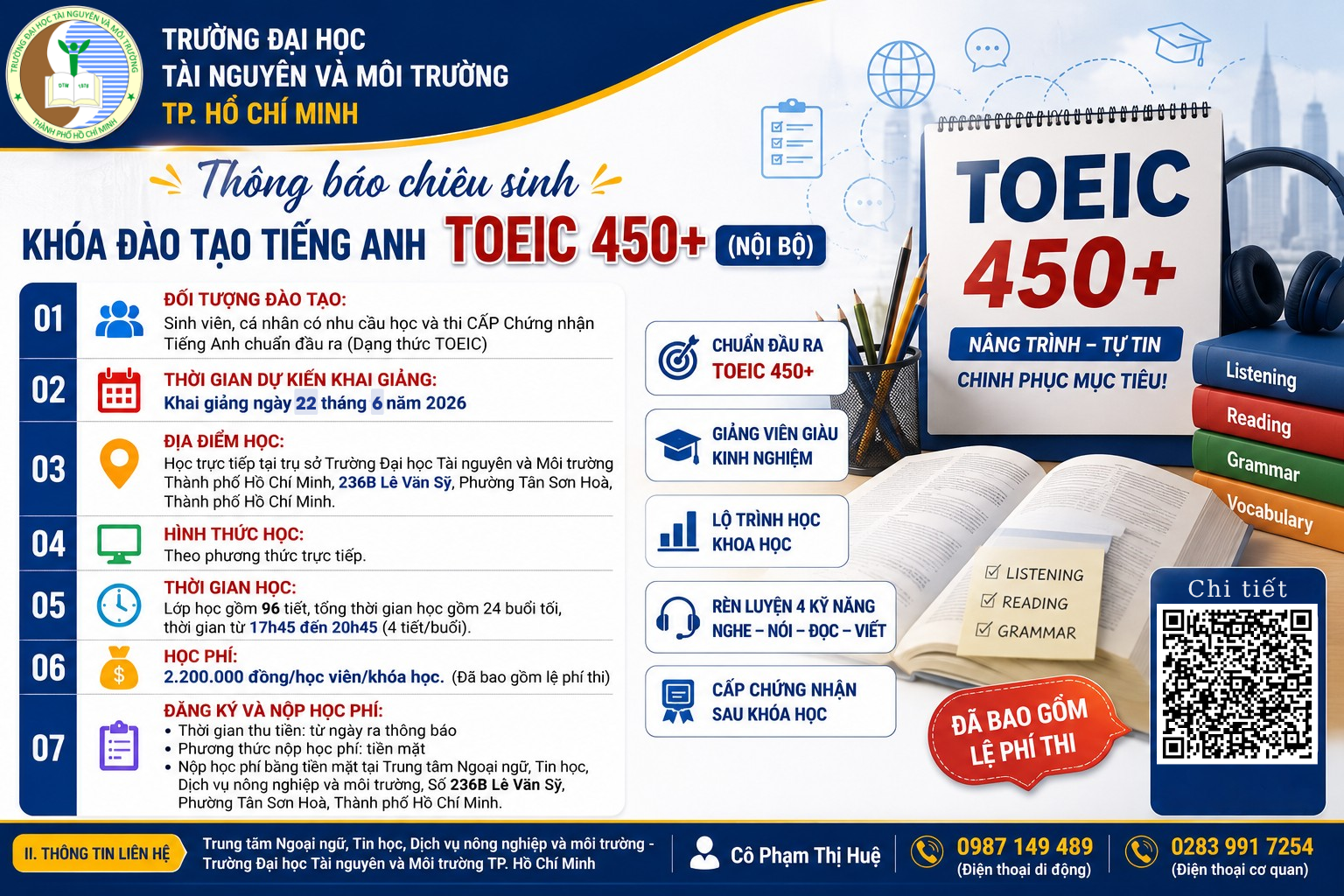 Khoá đào tạo Tiếng Anh TOEIC 450+ ( Nội bộ )