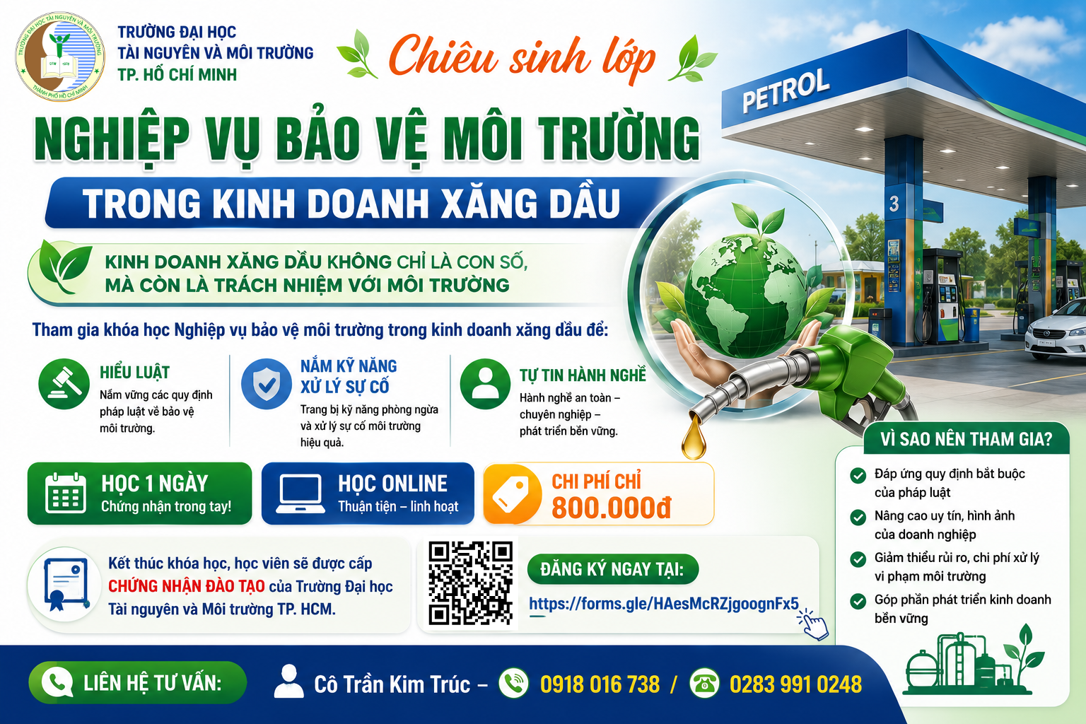 Lớp nghiệp vụ bảo vệ môi trường trong kinh doanh xăng dầu