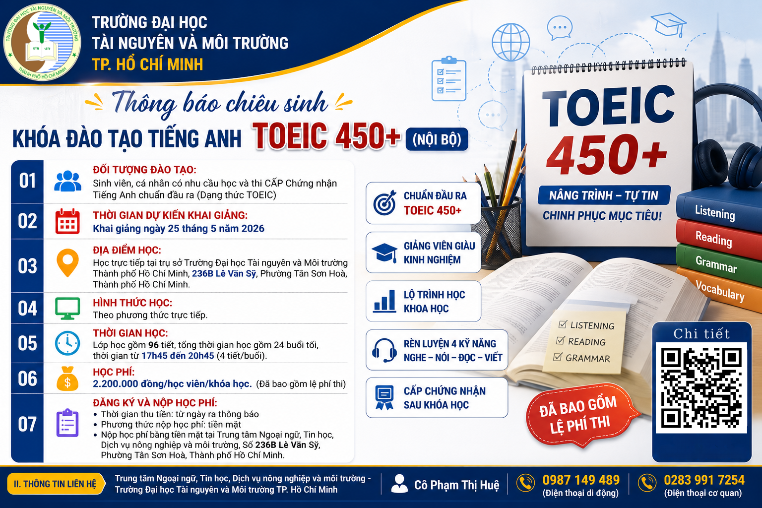 Khoá đào tạo Tiếng Anh TOEIC 450+ ( Nội bộ )